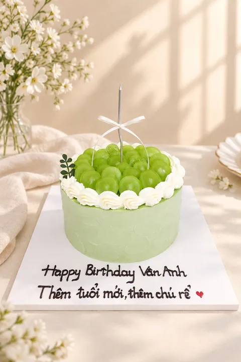 Bánh kem nho xanh trà xanh