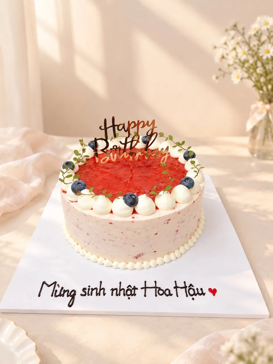 Bánh kem mứt dâu việt quất
