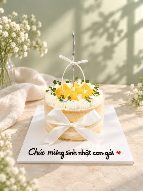 Bánh kem xoài thắt nơ